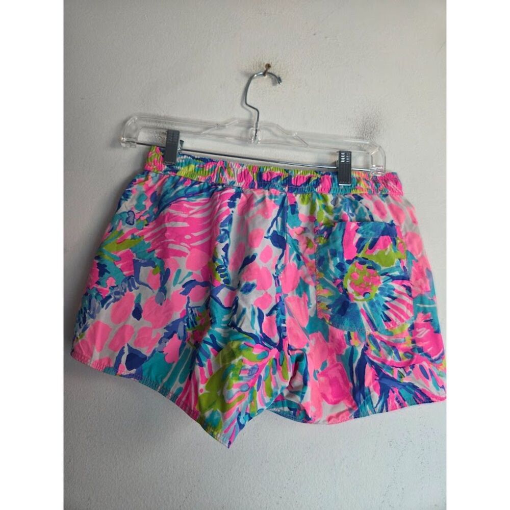 Lilly Pulitzer Pink Blue Pasley Drawstring 4" Inseam Active Shorts size X-Small - Picture 4 of 6